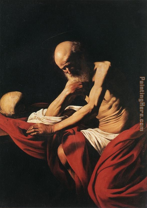 St Jerome painting - Caravaggio St Jerome art painting